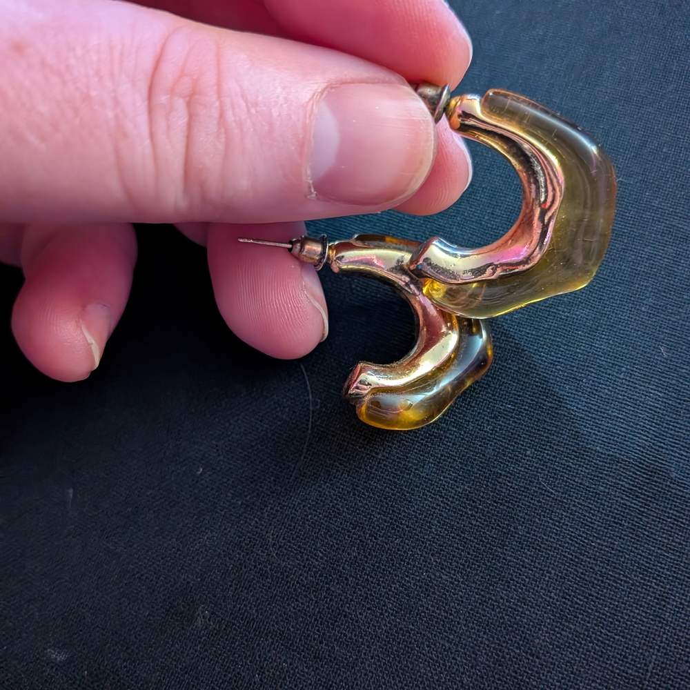 Honey Drip Amber and Gold Hoops - Picture 3 of 3